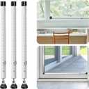 Sliding Door Security Bar, 3 Pack 18"-50" Adjustable Window Security Bars with Rubber Tips, Heavy Duty Door Jammer, Window Bars Security Inside, Window Lock Bar for Home Apartment Travel Patio (White)