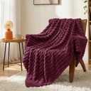 Burgundy Red Throw Blanket for Couch & Bed, 50 x 60 Inch | 300GSM Ribbed Fleece Blanket, Soft, Cozy & Lightweight, OEKO-TEX Certified, All-Season Use for Travel, Dorm & Home Decor