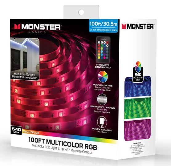 MONSTERS IR 100 FT LED STRIP WITH ADAPTER