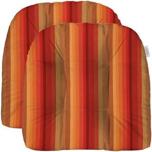 RSH DECOR: Sunbrella Tufted Wicker U-Shape Cushions Set of 2 | 19" x 19" | Water and Fade-Resistant Performance Fabric | Outdoor Seat Cushions for Patio Furniture | Astoria Sunset - Made in USA