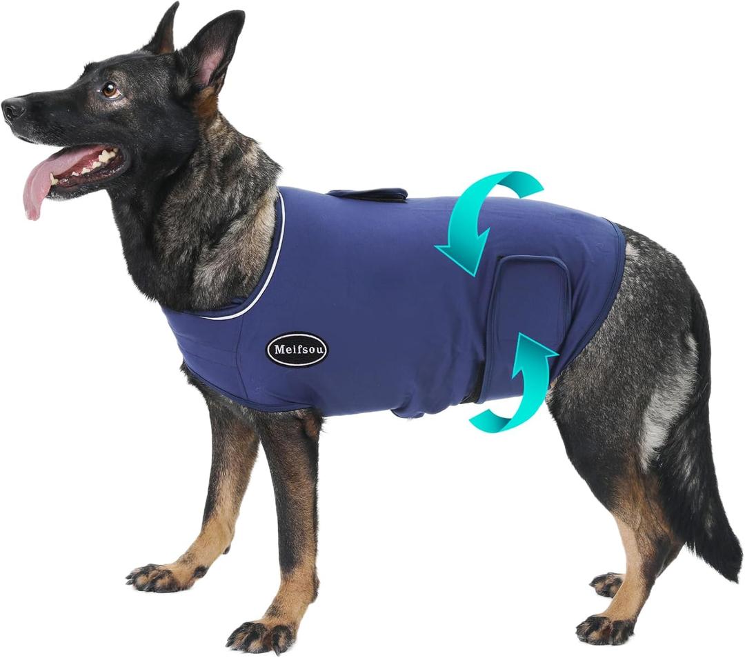 Dog Anxiety Vest, Skin-Friendly Thunder Jacket for Dogs, Dog Calming Shirt for Thunder, Fireworks, Vet Visits and Separation - Keep Pet Calm Without Medicine & Training, Anti Anxiety for Dogs (Large, Blue)