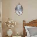 LKETW Winter Reindeer Oval Wall Art Decor, Rustic Winter Elk Deer Oval Canvas Hanging Decor, Retro Farmhouse Forest Reindeer Wall Decorations for Home Living Room Bedroom, 8.6x11.4 Inch