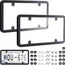Clear License Plate Cover & Frames, 2PCS License Plate Protector Rust-Proof Auto Licenses Plates Holder with Screws & Caps, Universal Vehicle License Protector (transprent)