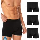 Men's Incontinence Underwear, Leak Proof Washable Reusable Cotton Boxer Brief, Heavy Flow Bladder Leak 3 Pack (Black, Large)