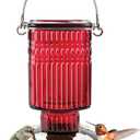 Nature's Way Hanging Glass Hummingbird Feeder for Outdoor Decor, 22 Ounce Capacity Nectar Feeder, 4 Easy to Clean Flexible Ports, Red
