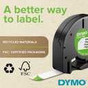 DYMO Authentic LT Plastic Labeling Tape for LetraTag Label Makers, 1/2" (12mm), Black Print On White Tape, 5-Pack