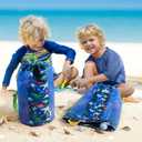 WAWSAM Dinasour Large Mesh Beach Bag for Kids, Kids Drawstring Beach Backpack for Boys, Tote Mesh Beach Toys Bag, Swim Pool Toys Balls Storage Bags Gym Bag, Beach Toy Shells Organizer