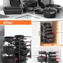 MUDEELA 8-Tier Pots and Pans Organizer under Cabinet, 15.83" Height Heavy Duty Pot Pan Organizer Kitchen Cabinet Organization and Storage, Adjustable Pot Rack for Frying Pan, Cast Iron Skillet, Black
