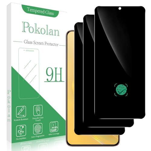 Pokolan [3 Pack Privacy Screen Protector for Samsung Galaxy S21 Plus, Anti Spy Private Tempered Glass Film, Fingerprint Unlocking, Case Friendly, 9H Hardness
