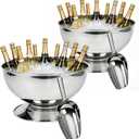 2 Pack Large Ice Bucket, 12L Champagne Bucket  Semicircle Drink Tub with Integrated Base Gold Beverage Tub for Parties, Cocktail Bar, Chilling Wine