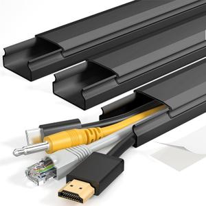 Yecaye TV Cord Hider, 42In Large Cable Hider Black, Wire Covers for 4 Cords, Wire Hiders for TV on Wall, Cable Raceway Concealer, W1.18in H0.6in, Black