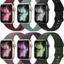 6 Pack Sport Bands Compatible with Apple Watch Band 38mm 40mm 41mm 42mm 44mm 45mm 49mm 46mm,Silicone Waterproof Strap for iWatch Apple Watch Series 11 10 9 Ultra 8 7 6 5 4 3 2 1 SE Women Men (Black/Cactus/ Red/Cyprus Green/Smoke Violet/Cherry Dark)