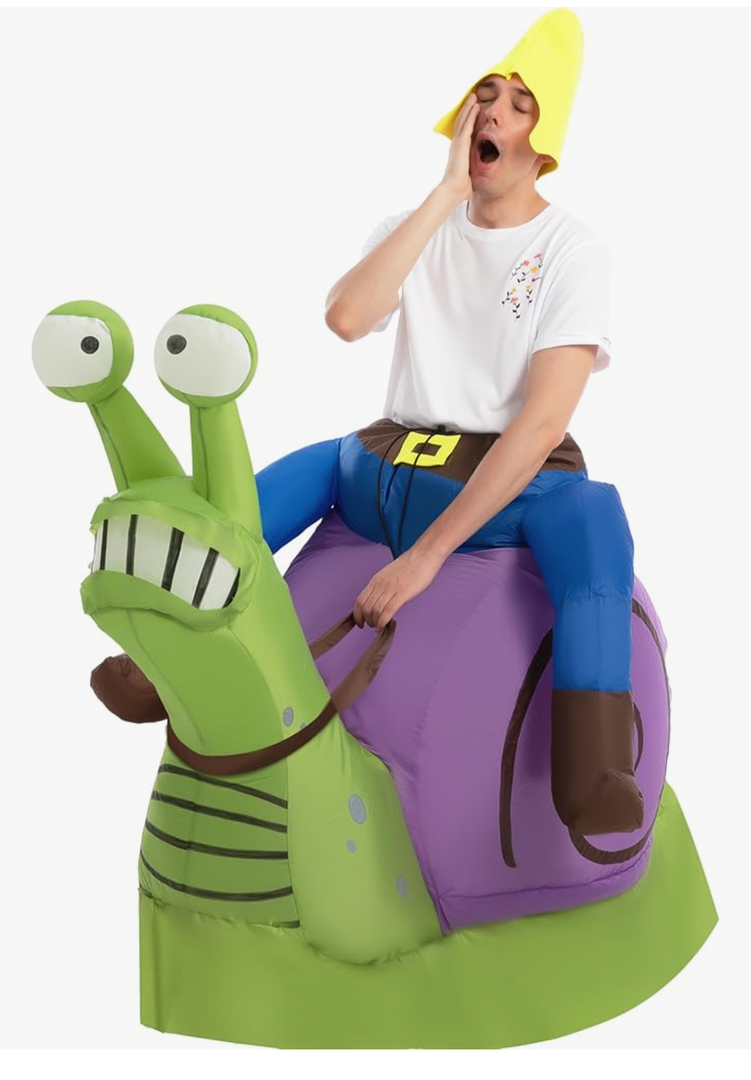Spooktacular Creations Halloween Inflatable Costume Gnome Ride On Snail Suit, Animal Blow Up Outfit for Cosplay Parties