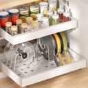 Delamu 16" Deep Pull Out Cabinet Organizer with 6 Dividers, Expandable (11.7 "-20" W) Pull Out Drawers for Cabinets, Cabinet Trays Pull Out for Cabinets in Kitchen, Pantry or Bathroom, White, 2 Pack