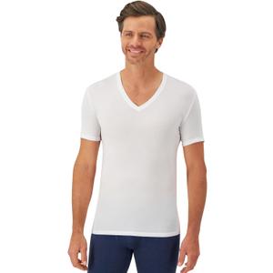 Hanes Mens Perfect Flex V-Neck Tee, Stay Tucked Undershirt, Slim Fit Tight on Arms T-Shirt, White & Black (White, XXL)