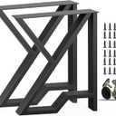 Upgraded Metal Desk Legs, 28 Inch x 24 Inch, 2 Tier Heavy Duty with Foot Rest, K-Shape Black Dining Table Legs (Set of 2)