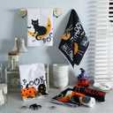 Peryiter 6 Pcs Halloween Kitchen Hand Towel Boo Black Cat Ghost Bath Towels 14 x 21 Inch Spooky Pumpkin Bat Decoration Dish Towels for Halloween Bathroom Holiday Kitchen Decor
