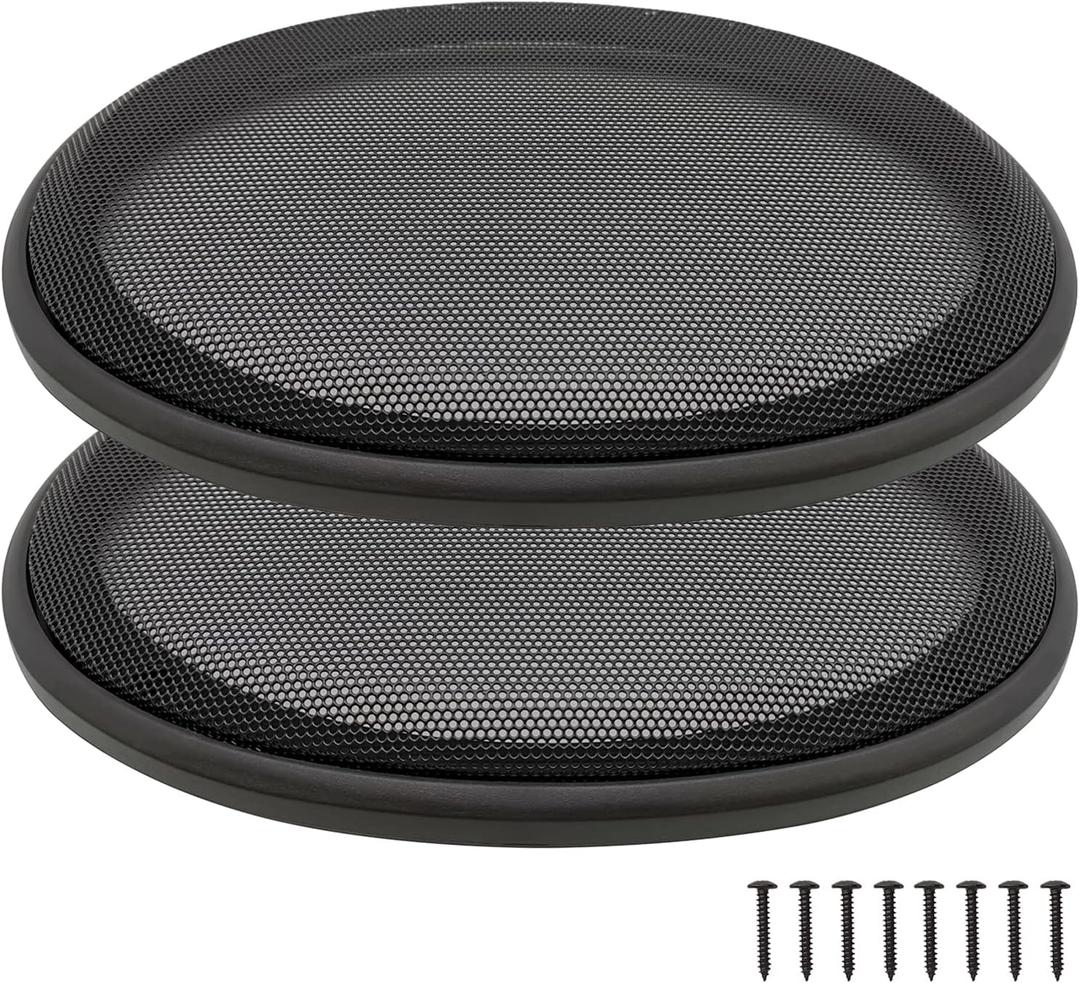 6" x 9" Speaker Grill Covers, Car Speaker Subwoofer Guard Protector, ABS Plastic Frame with Metal Mesh, Black - 2Pcs
