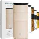 Elemental Artisan Insulated Tumbler, Triple Wall Coffee Travel Mug, Reusable Stainless Steel Coffee Tumbler with Ceramic Lid, Thermal Coffee Cups for Hot (6 Hrs) & Cold (18 Hrs), 16oz - Beige