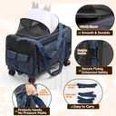 3-Sided Expandable Pet Cat Carrier with Wheels & Hammock, 24-Inch Soft-Sided Portable Rolling Pet Carrier for Large Cats, Medium & Small Dogs, Detachable for Travel, Camping, Outdoor Walks