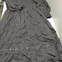 ZESICA Women's 2025 Boho Long Sleeve Square Neck Smocked High Waist Flowy A Line Lace Trim Maxi Dress Black XL