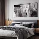 XIANSHOU Black Abstract Wall Art Grey Pictures Wall Decor Modern Artwork 24"x 48" Wall Prints for Living Room Home Decor Dining Room Posters