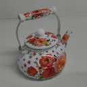 DEAYOU 2.6 Quart Enamel Tea Kettle, 2.5L Porcelain Tea Pot with Handle for Hot Water, No Whistling