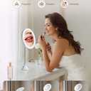 Brightown 10x Magnifying Mirror with Light, Flexible Gooseneck Make up Mirror with Lights and Magnification, Battery Operated Cordless with Suction Cups for Wall Bathroom Silver 1 Lighting