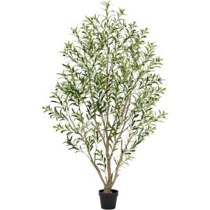 7ft Olive Trees Artificial Indoor, Tall Faux Olive Tree with Realistic Leaves and Lifelike Olives Fruits, Large Fake Silk Plant for Living Room Office Bedroom Balcony Home Decor