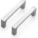 Ravinte 30 Pack Solid 3 Inch Square Cabinet Handles - Brushed Nickel Pulls for Drawers and Kitchen Cabinets - Hardware Handles (3" Hole Center)