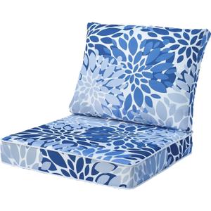 Outdoor Deep Seat Cushion Set 19 x 19 Inch Waterproof & Fade-Resistant Patio Chair Cushions with Zipper & Ties for Lounge, Sofa, Couch