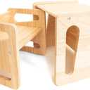 Montessori Weaning Table and Chair Set - Solid Wooded Toddler Table - Cube Chairs for Toddlers - Real Hardwood - Kids Montessori Furniture (Classic,  Medium, Small)