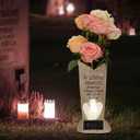 Solar Memorial Cemetery Flower Vase with LED for Fresh/Artificial Cemetery Grave Decorations Angel Statue Vase with Spikes Gravestone Decor