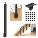36" Side Mount Stair Railing Post, Stainless Steel Right Side 25~35 Stair Post w/Cable Grommets, Space-Saving Fascia Mount Deck Stair Railing System, 1/8" Black Cable Railing Kit, RG73