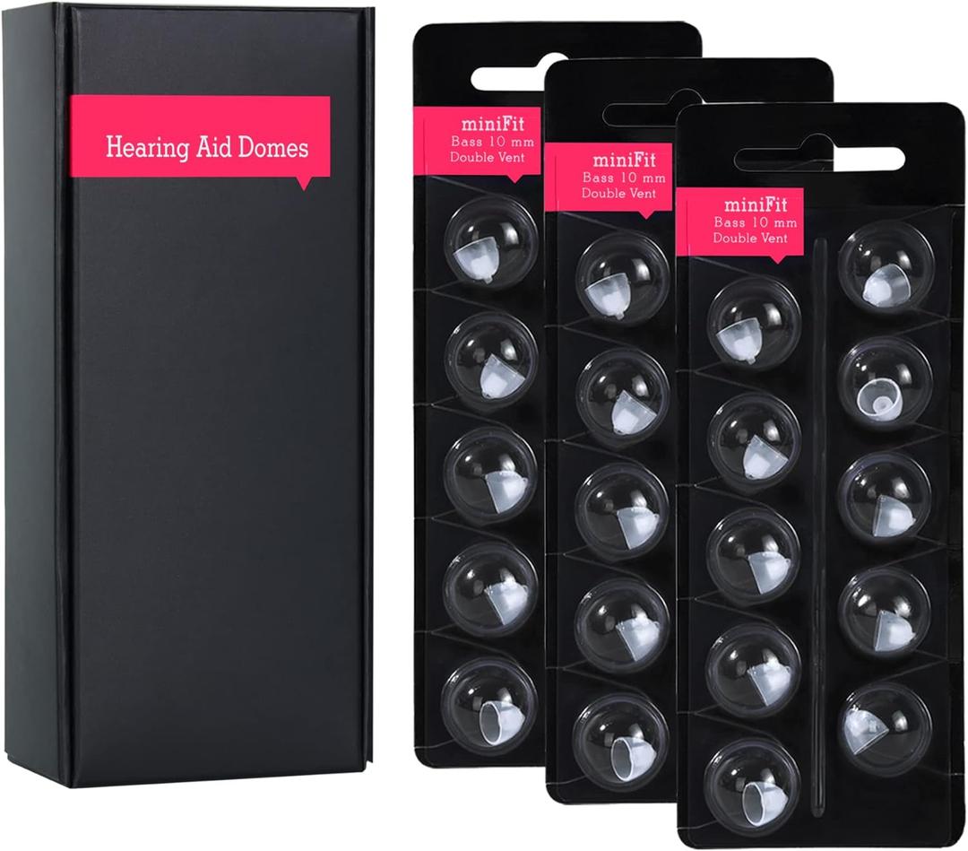 LA FEE Hearing Aid Domes for Oticon Minifit Bass 10mm Double Vent (3 Pack), Universal Domes for Oticon Hearing Aid Supplies