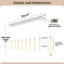 8-Light Silver Rectangular LED Chandelier, Bubble Crystal Column Chandeliers, Modern Dimmable Adjustable Height Hanging Light for Kitchen Island, Over Dining Room Table