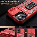 Goodon for iPhone 16 Case with Sliding Camera Cover + Screen Protector - Magnetic Rotated Ring Kickstand - Military-Grade Shockproof Protective Phone Cover for Women Girls - Red