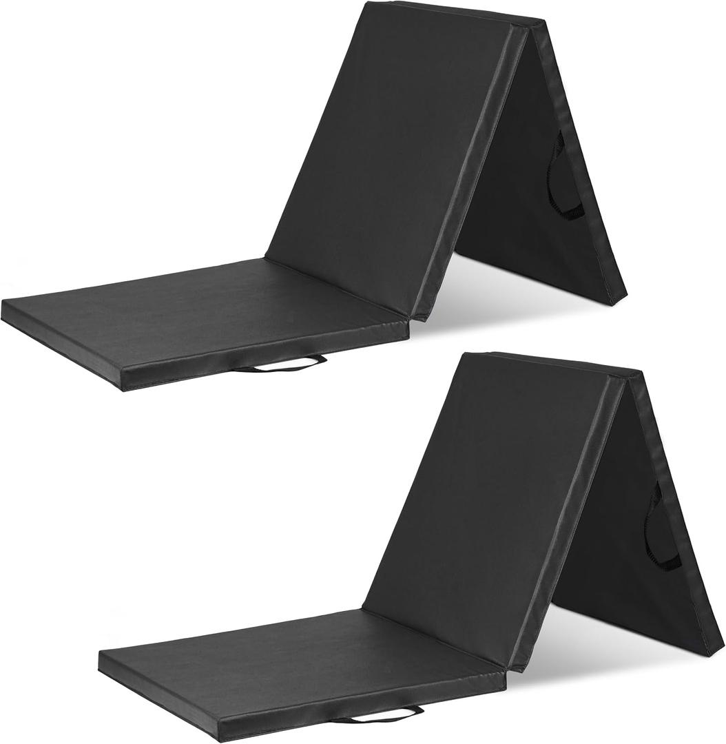 ProSource Tri-Fold Folding Thick Exercise Mat 6’x2’ with Carrying Handles for MMA, Gymnastics, Stretching, Core Workouts