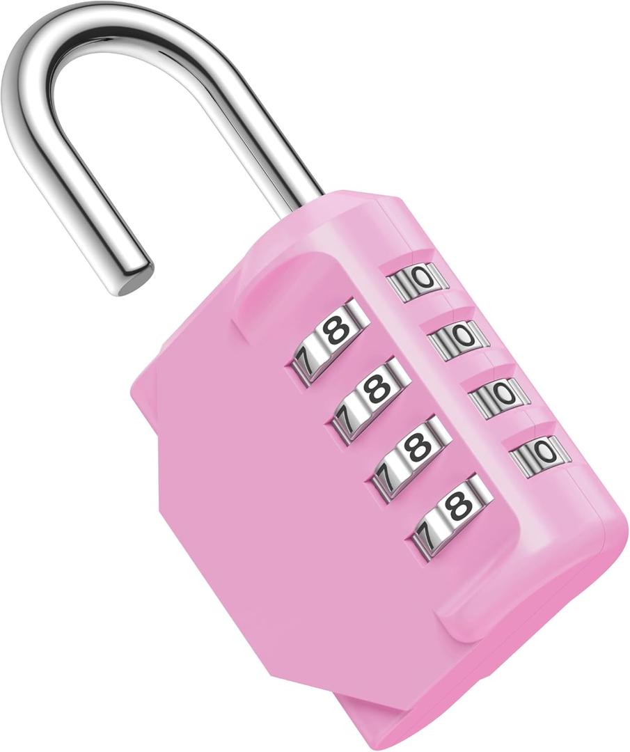 Puroma Combination Lock 4 Digit Waterproof Locker Locks Secure Outdoor Padlock for Gym Lockers, Toolboxes, Gates, Fences, Storage, Sports Locker, Cabinets (Pink)