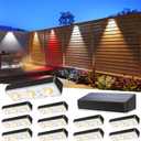 Solar Fence Lights Outdoor Waterproof Led, 12Pack,1300mAh,6 Inch Solar Lights for Fence with Warm White & RGB 8 Colors,Outdoor Solar Lights for Patio, Backyard, Deck, Fence, Railing (Black)