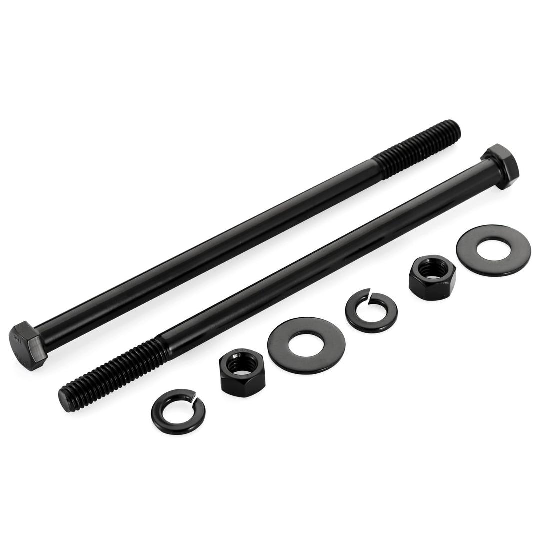 3/8-16 x 7 Hex Head Screws Bolts, Nuts, Flat & Lock Washers, Partially Threaded, Stainless Steel 18-8, Black Finish, 4 Sets