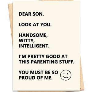 4 x Happy Birthday Card for Son, Son Birthday Card | Son Birthday Card from Mom Dad, Card Gift Decoration, 5 x 7 Inches with Envelopes Stickers
