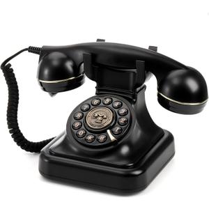 Peohud Retro Landline Telephone, Classic Corded Desk Phone, Vintage Old Fashioned Dial Button Phone with Redial Function for Home Office