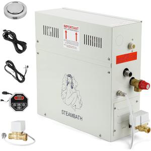CGOLDENWALL 9KW Luxury Self-draining Steam Generator Shower Sauna Bath Home Steam Bath Spa Generator with waterproof Control and Auto Drain 95-131 For suitable space heating 8.5 m (300 ft3)