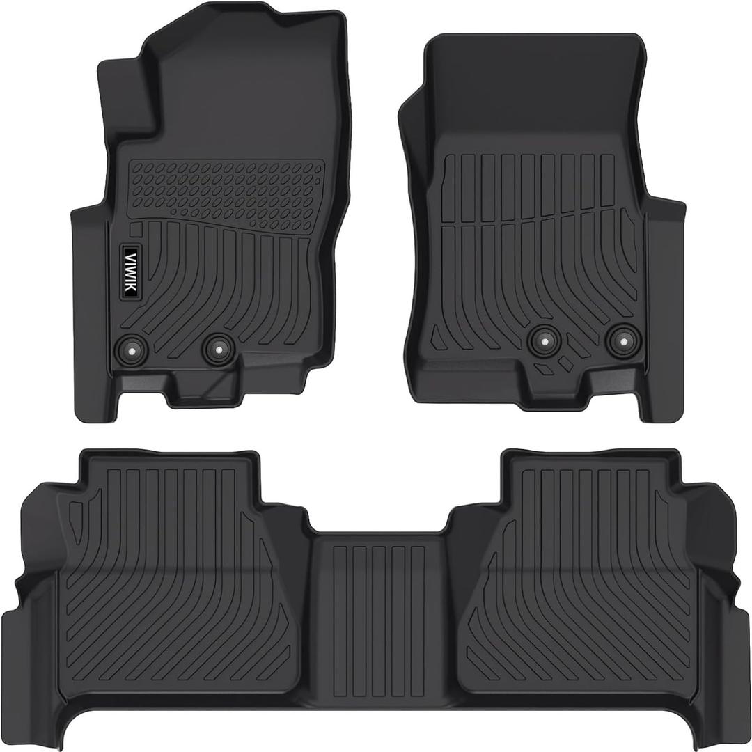 VIWIK Floor Liners for Nissan Frontier 2022-2026 (Crew Cab), All Weather Floor Mats Accessories TPE Custom 1st & 2nd Row Black