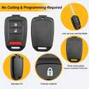 No Cutting Required Key Fob Case Shell for Honda 2013-2016 Accord Crosstour 2014-2015 CR-V Civic 2016-2017 HR-V Keyless Entry Remote Key Fob Cover (3 Button)