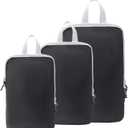 JJ POWER Ultralight Compression Packing Cubes Super Thin and Sturdy 70D Nylon Expandable Packing Organizer for Travel Accessories Luggage Suitcase,3 Set,Light Grey(Black)