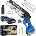 DEPNCYC Mini Chainsaw 8-inch, Portable Electric Chainsaw Cordless, Handheld Power Chain Saw with 2 Batteries, Garden Tools for Tree Trimming Wood Cutting, Gifts for Dad, Husband, Men, Women