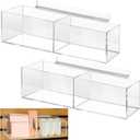 Teenyyou 2 Pcs Acrylic Slatwall Bins 16 x 4 x 4 Inch Transparent Storage Organizers Slatwall Retail Display Trays Accessories for Garage Shop Retail Display(2 Compartments)