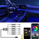 Interior Car LED Lights with Wireless APP/RF Remote Control, RGB 6 in 1 Ambient Lighting Kit with 315 Inches Fiber Optic,16 Million Color Neon Strip Inside Sync to Music,Car Decorations Accessories